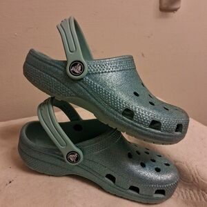 Kids Crocs Glitter Clogs - Green Size C13